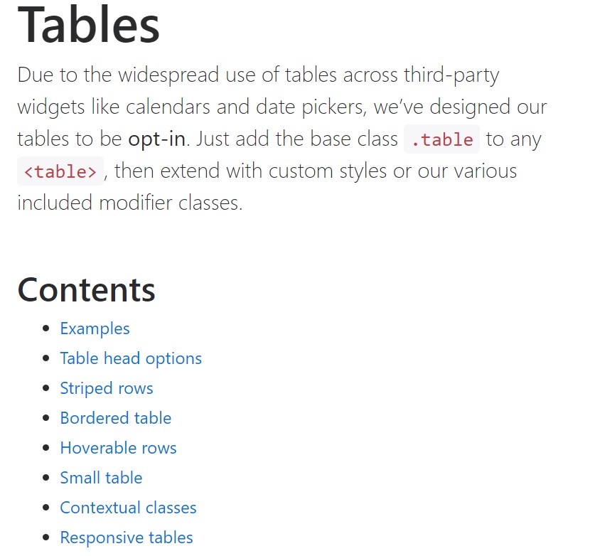 Bootstrap tables  authoritative documentation