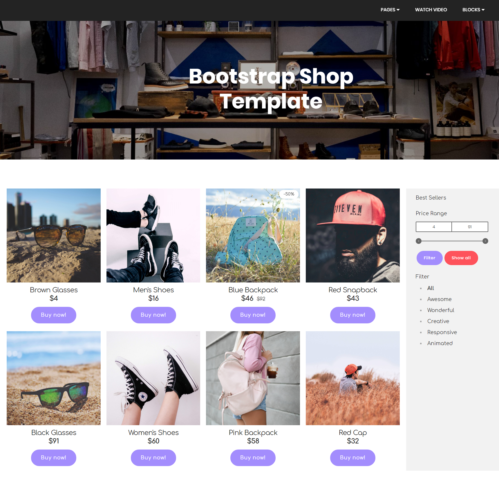 HTML Bootstrap Shop Themes
